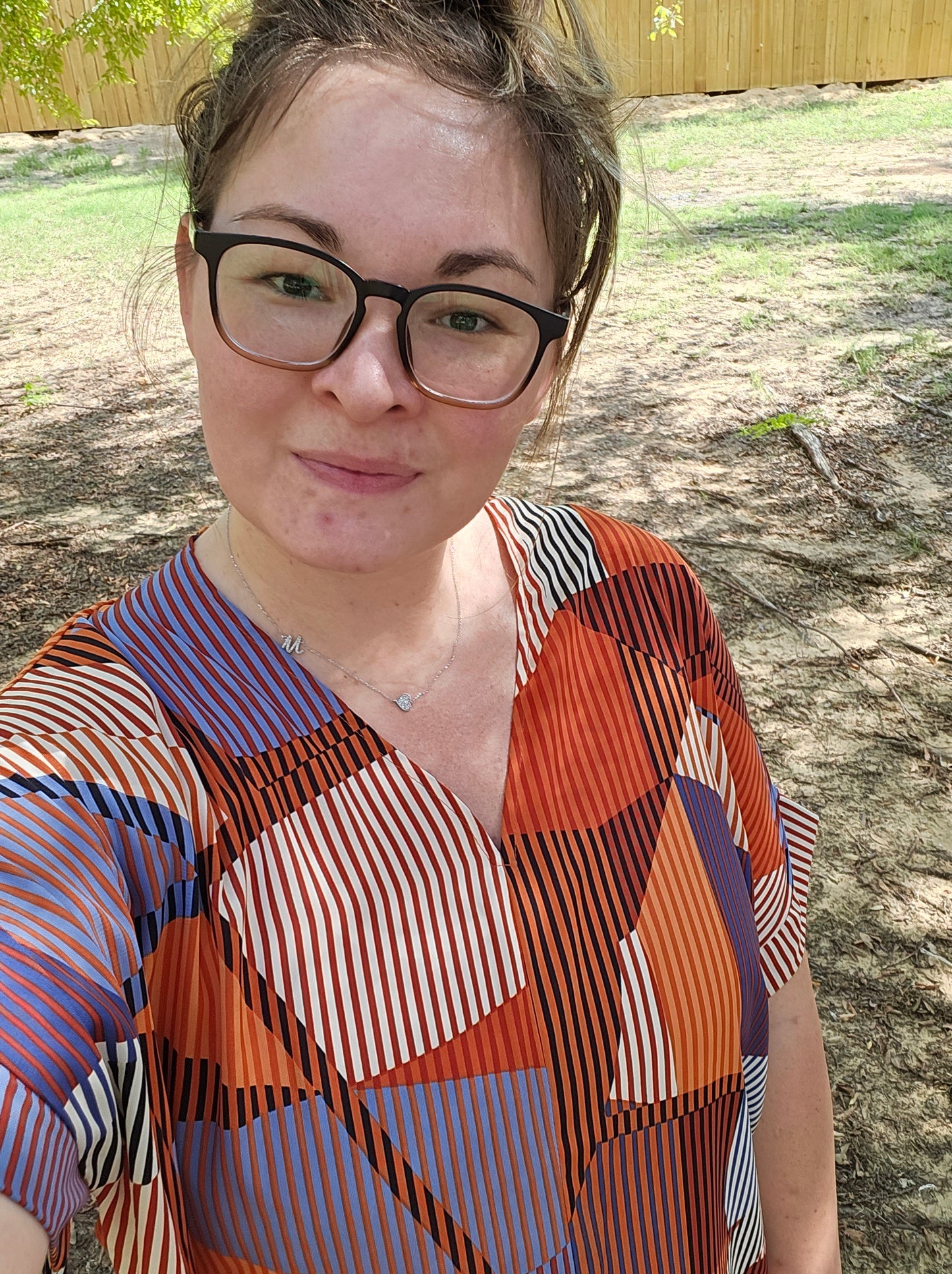 Geometric Pattern Short Sleeve Shirt - Over Sized