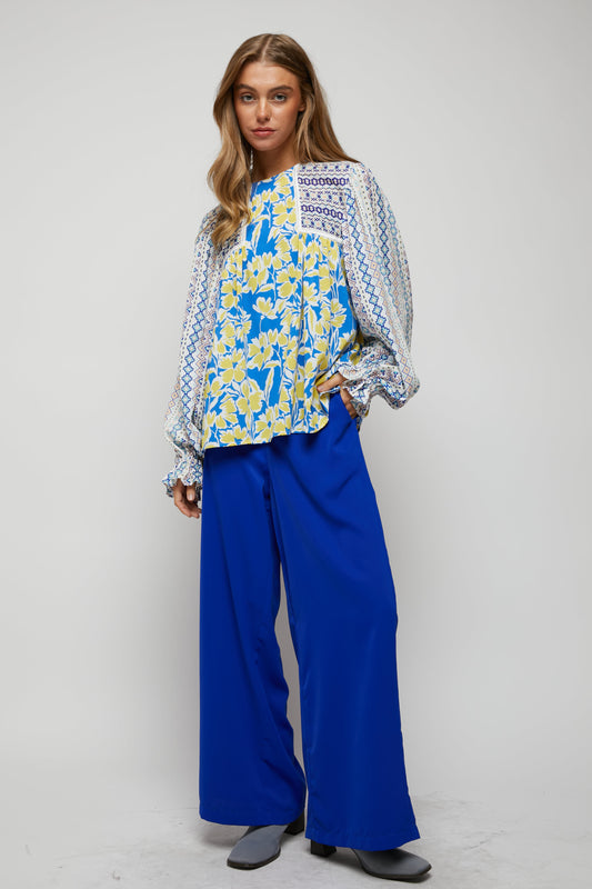 Flower Printed Puff Sleeve Babydoll