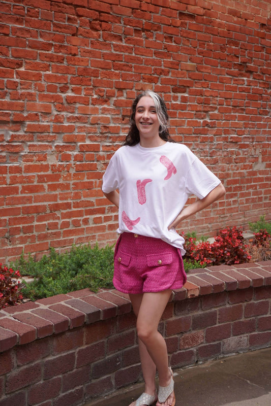 Hot Pink Tweed Shorts