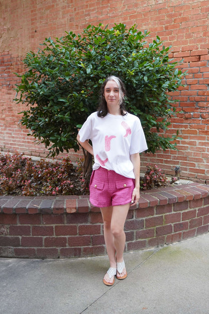 Hot Pink Tweed Shorts