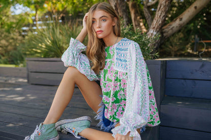 Flower Printed Puff Sleeve Babydoll