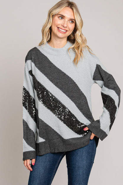 Holiday Sparkle Color Block Sweater
