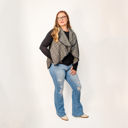 Autumn Avenue Plaid Drape Vest