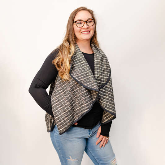 Autumn Avenue Plaid Drape Vest