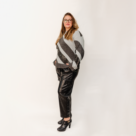 Holiday Sparkle Color Block Sweater