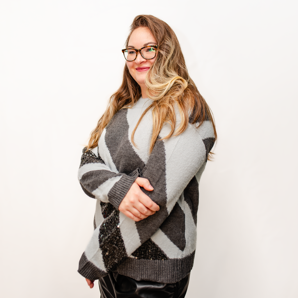 Holiday Sparkle Color Block Sweater