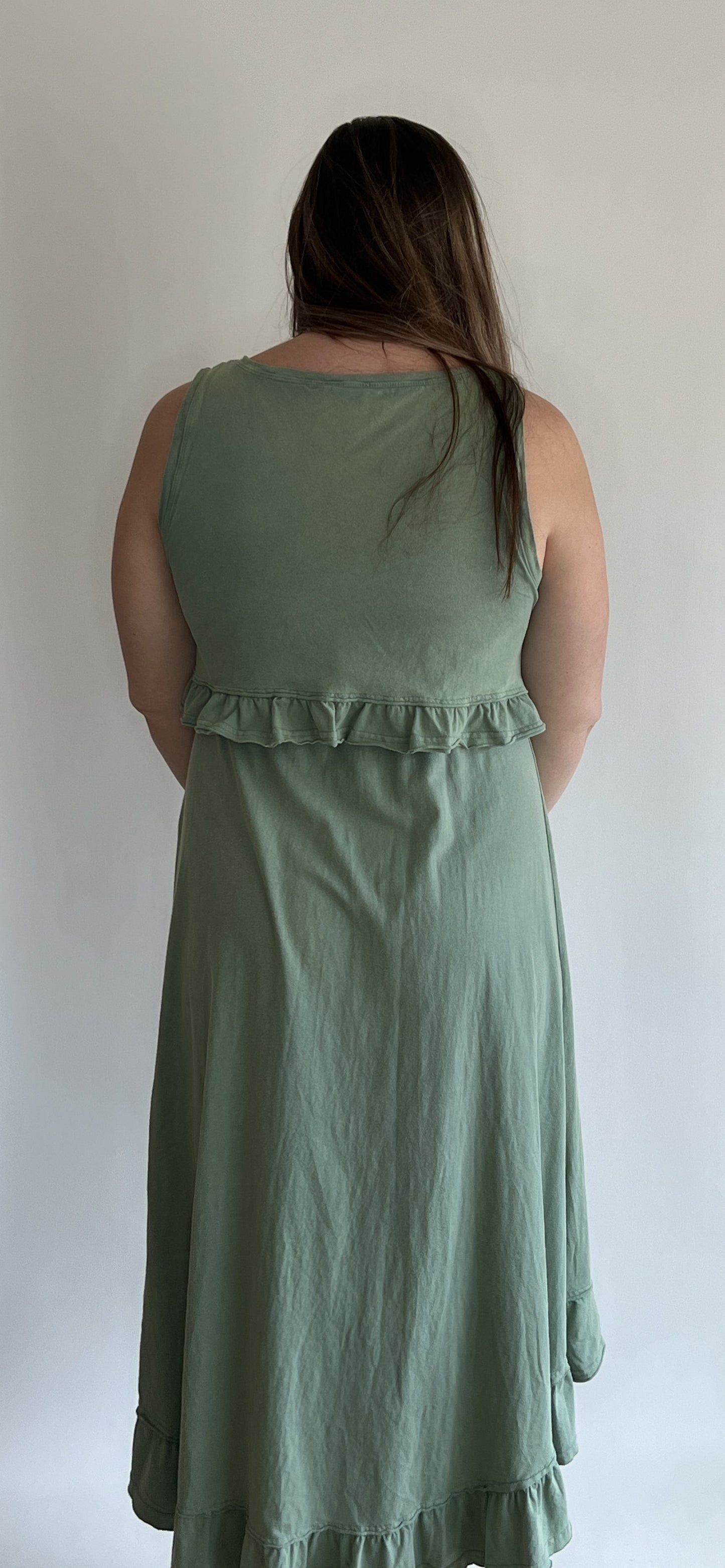 Green Dress with High-Low Hem