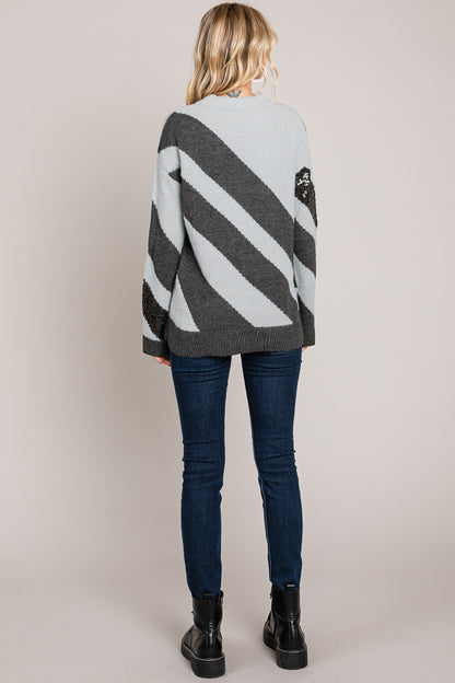 Holiday Sparkle Color Block Sweater