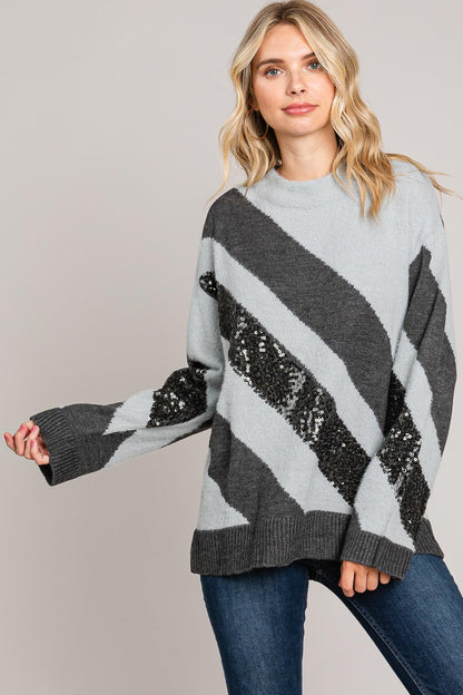 Holiday Sparkle Color Block Sweater