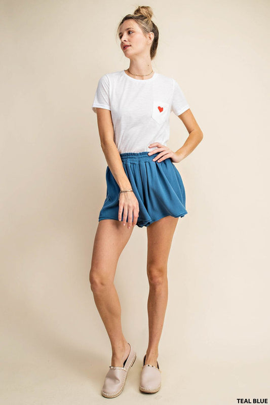 Soft Teal Blue Double-Layered Shorts